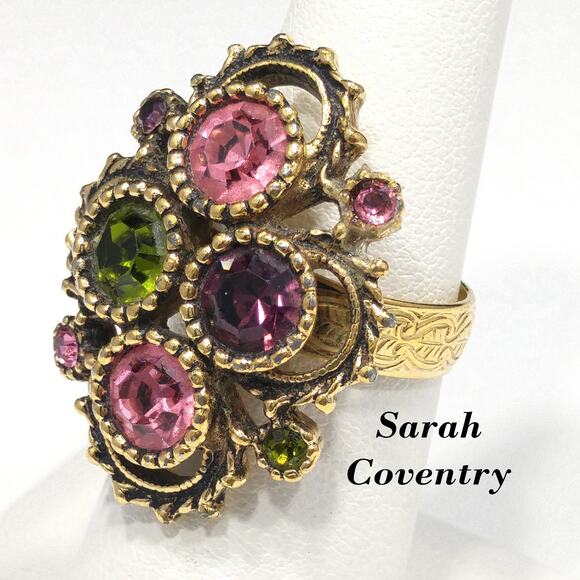 Sarah Coventry "Austrian Lites" Ring, Crystal Rhinestones, Size 8, 1970s - Picture 1 of 10